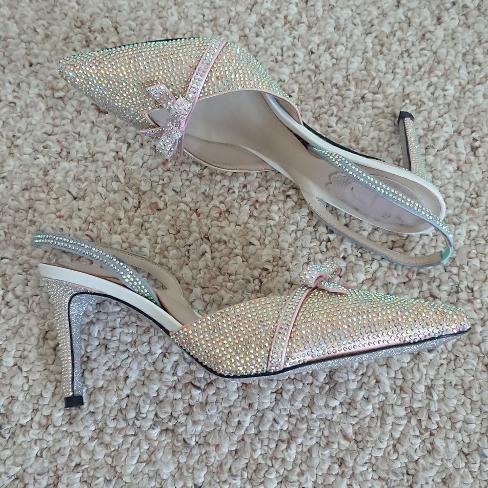 Rene Caovilla crystal embellished bow slingbacks size 36 - Picture 4 of 16